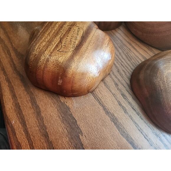 Philart Monkeypod Wood Salad Bowls With4 Serving Bowls - Picture 7 of 9